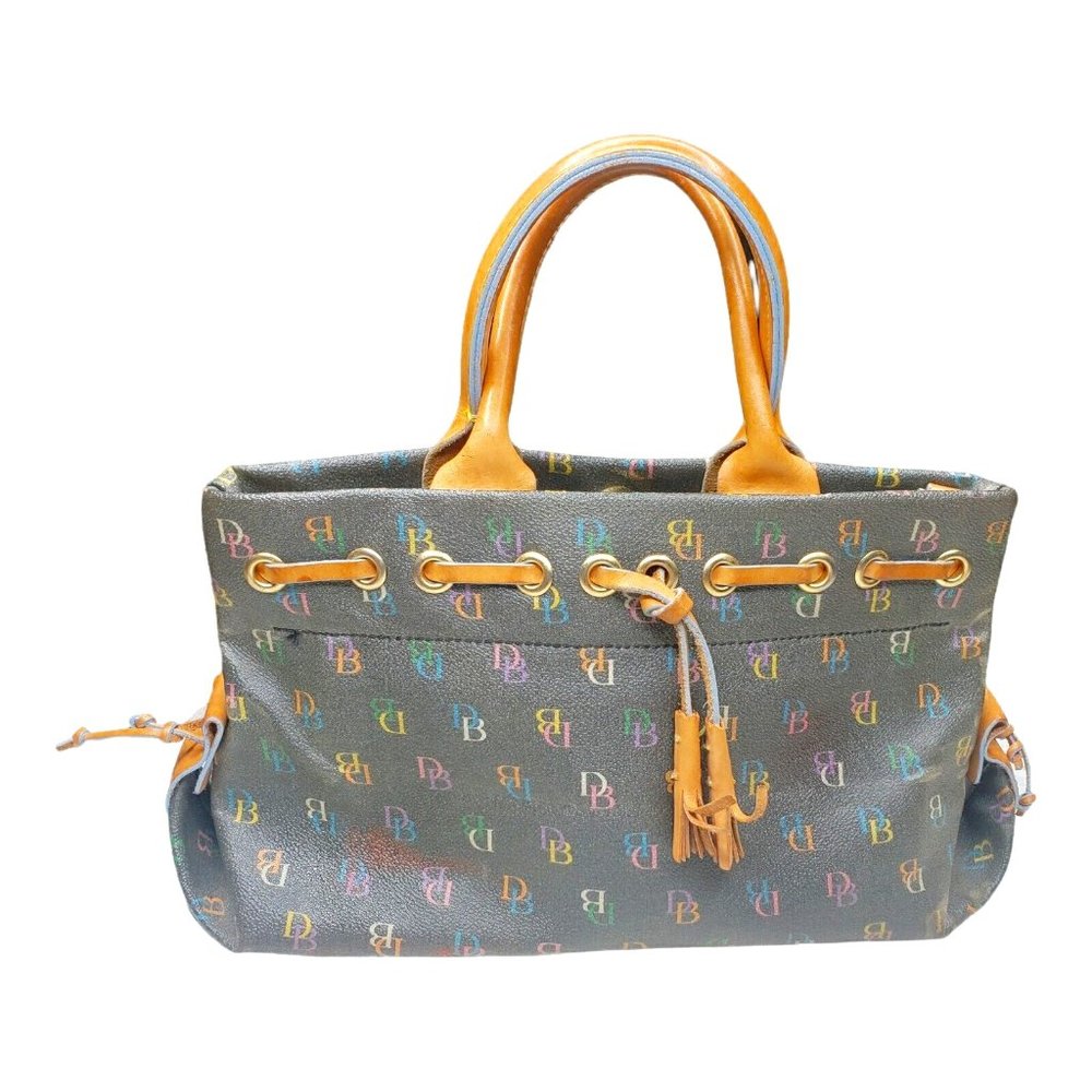 DOONEY & BOURKE Women's Monogram Handbag 100% Genuine Leather, Gray, Multi-Color